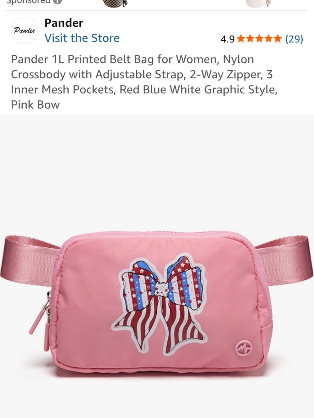 Pink Bow Printed Belt Bag - Women New Super Cute